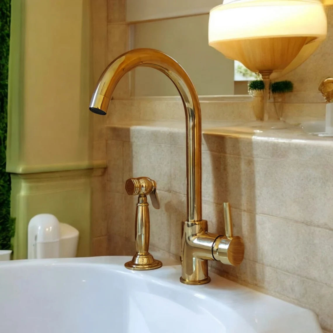 Unlacquered Brass Kitchen Faucet #VFK130 – VintageFaucets
