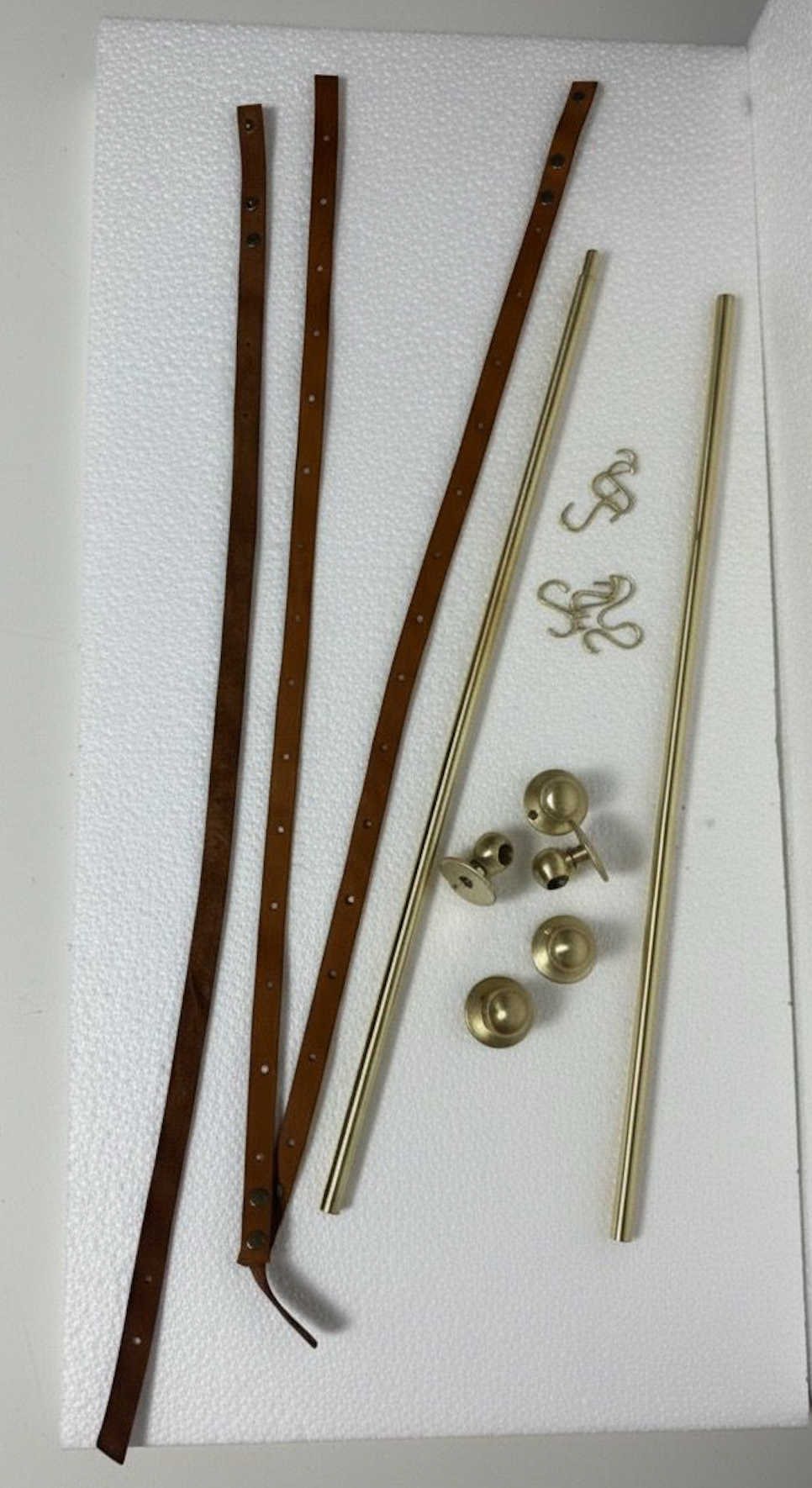 Unlacquered Brass Picture Rail with Genuine Leather Straps #VFK277