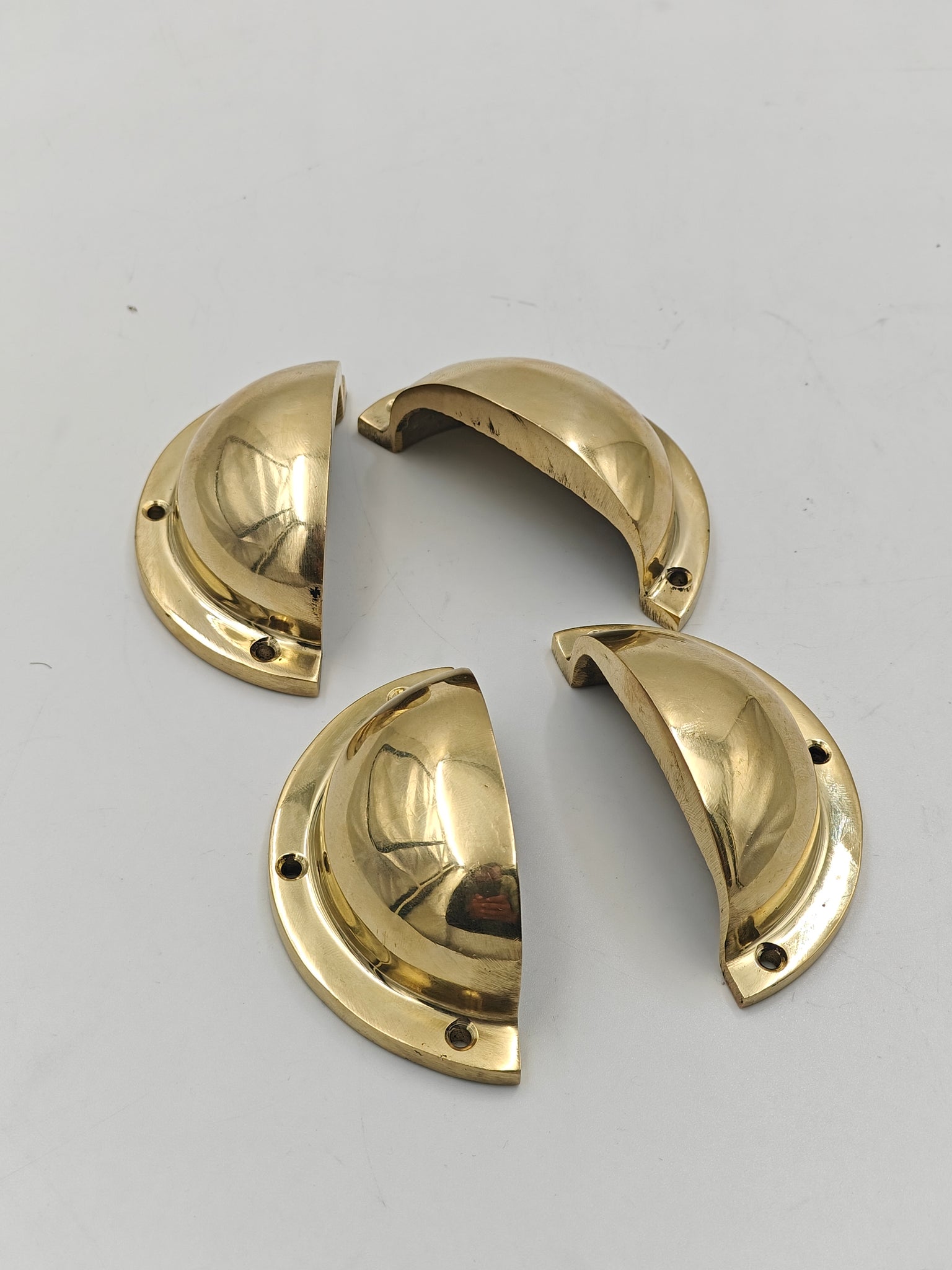 Unlacquered Brass Cup Drawer Pulls