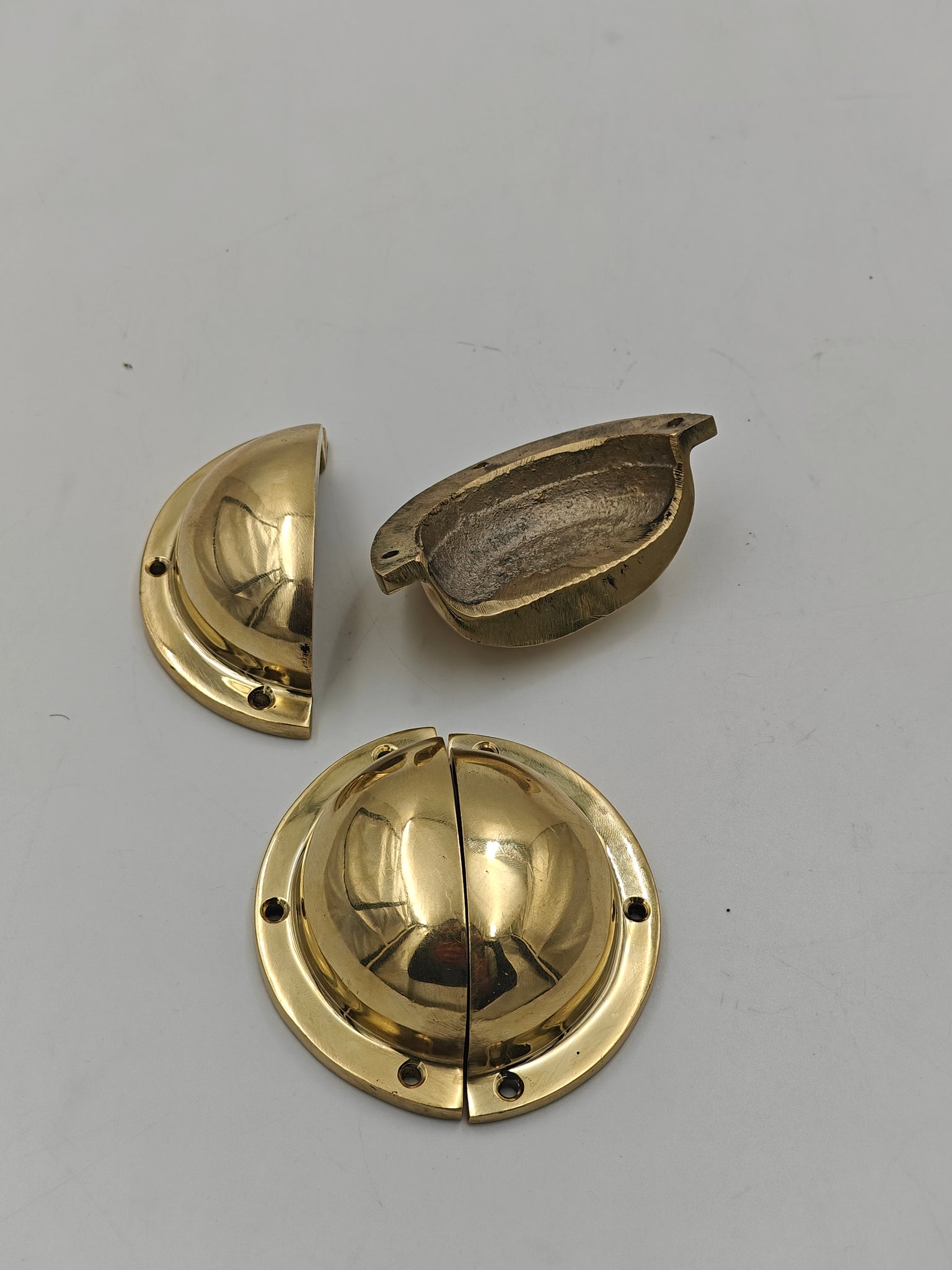 Unlacquered Brass Cup Drawer Pulls