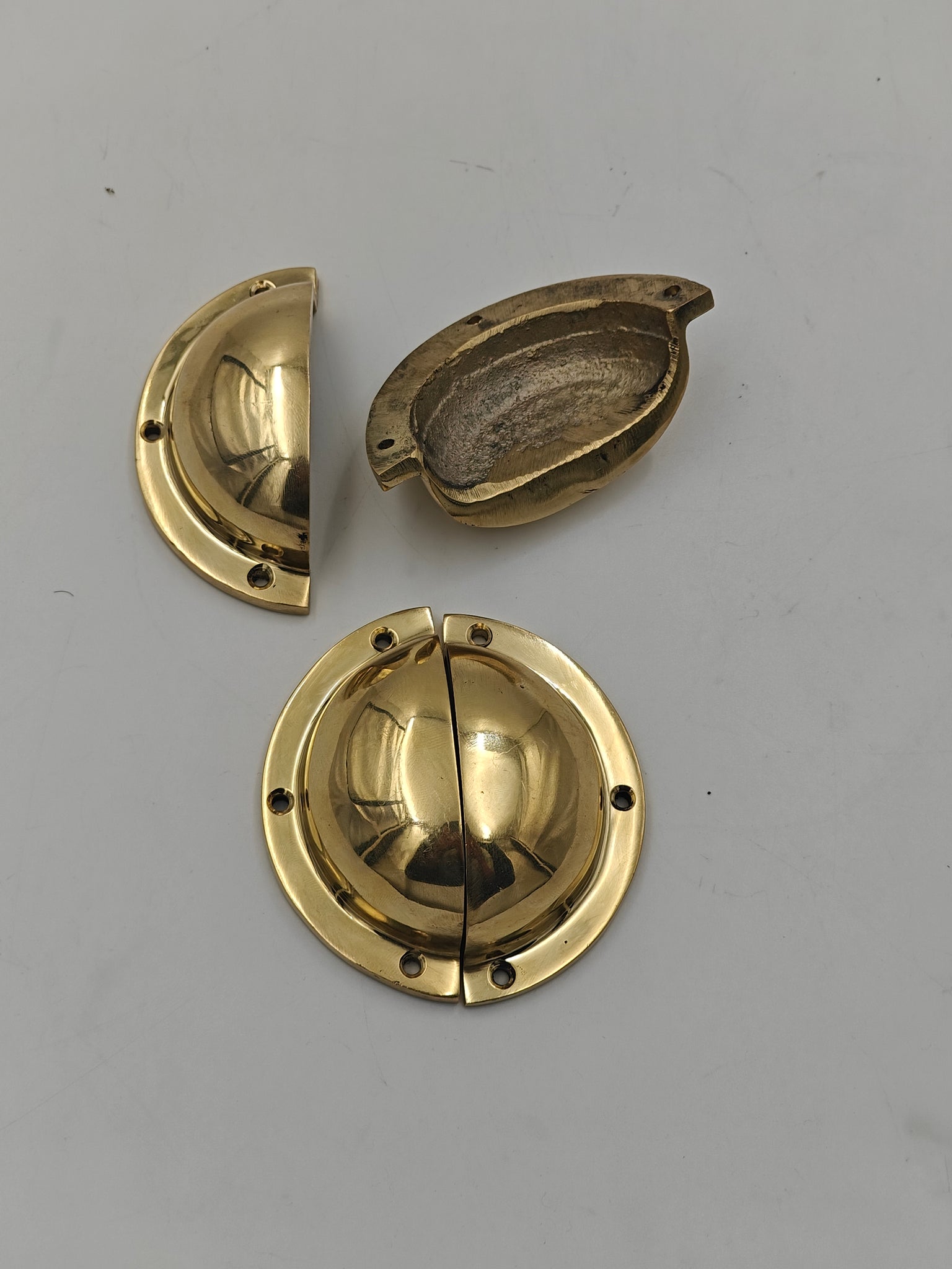 Unlacquered Brass Cup Drawer Pulls