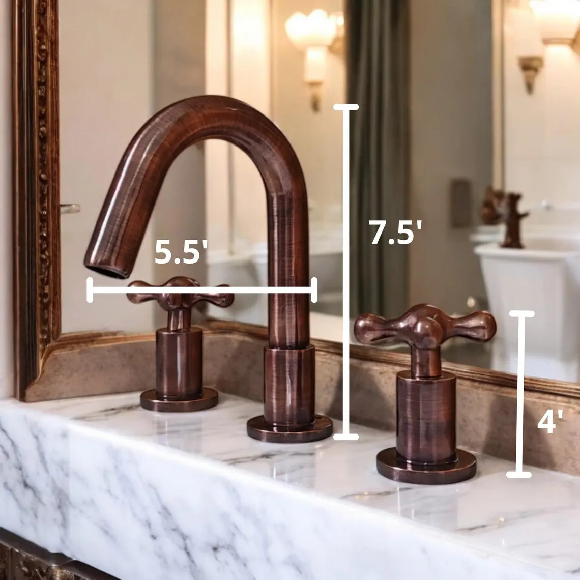 Antique Copper 3 Hole Bathroom Faucet #VFK206