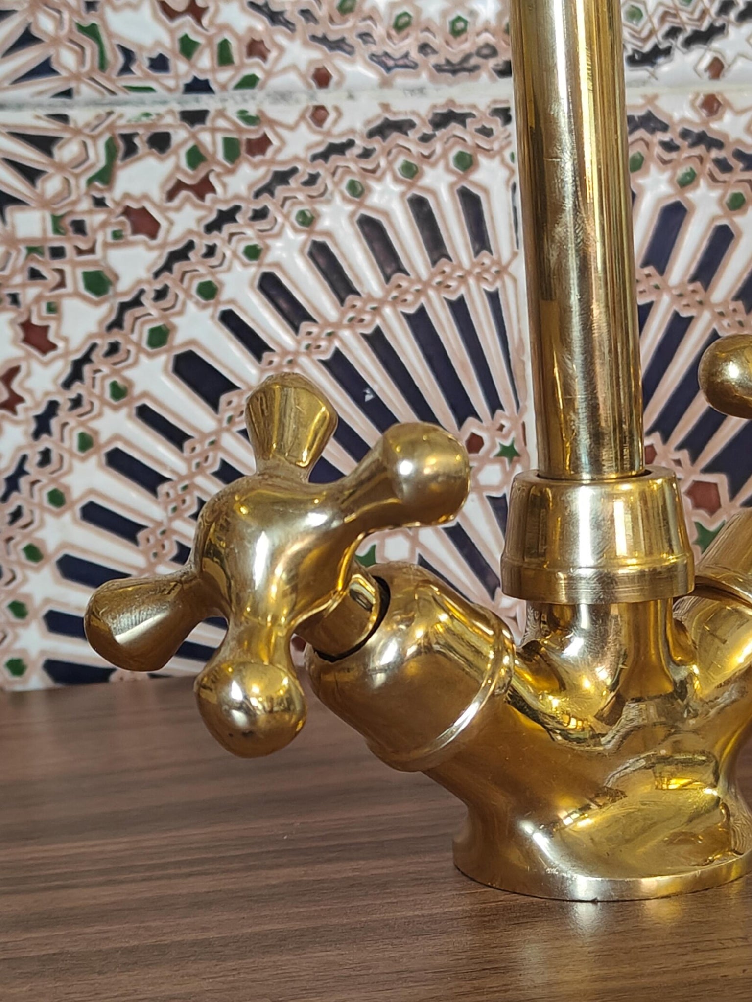 Unlacquered Solid Brass Kitchen Faucet – High-Arc Gooseneck, Cross Handles | Patina-Ready Single-Hole Monoblock Mixer #VFK267