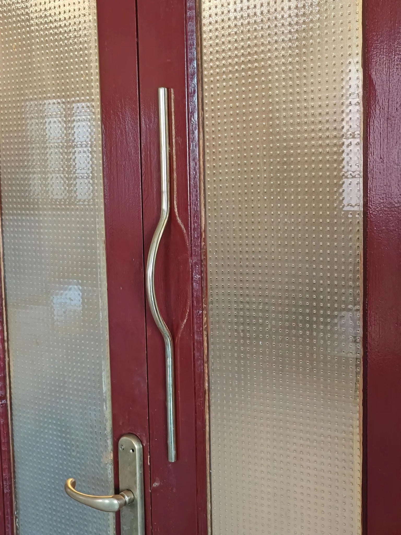 Unlacquered Solid Brass Door Pull Handle – Modern Curved Bar for Entry, Barn, Pantry & Glass Doors | Patina-Ready Heavy-Duty Hardware #VFK273