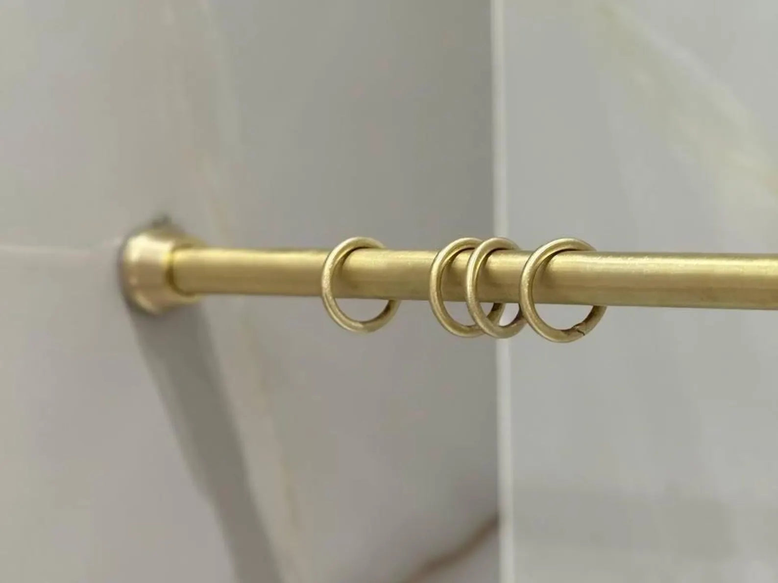 Unlacquered Solid Brass Curtain Rod – Custom Drapery Rod with Rings & Wall Brackets | Patina-Ready Heavy-Duty Window Hardware #VFK275