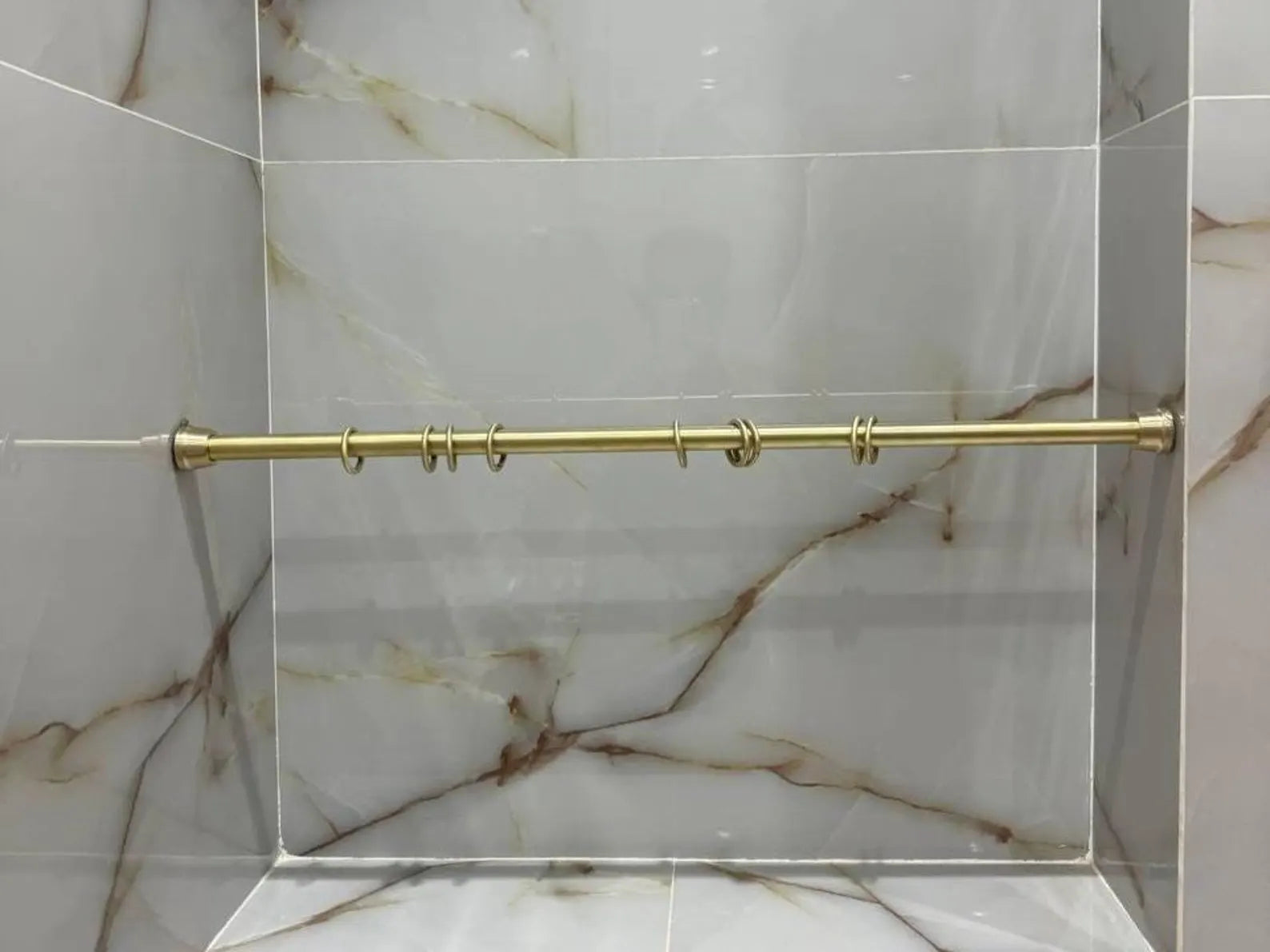 Unlacquered Solid Brass Curtain Rod – Custom Drapery Rod with Rings & Wall Brackets | Patina-Ready Heavy-Duty Window Hardware #VFK275