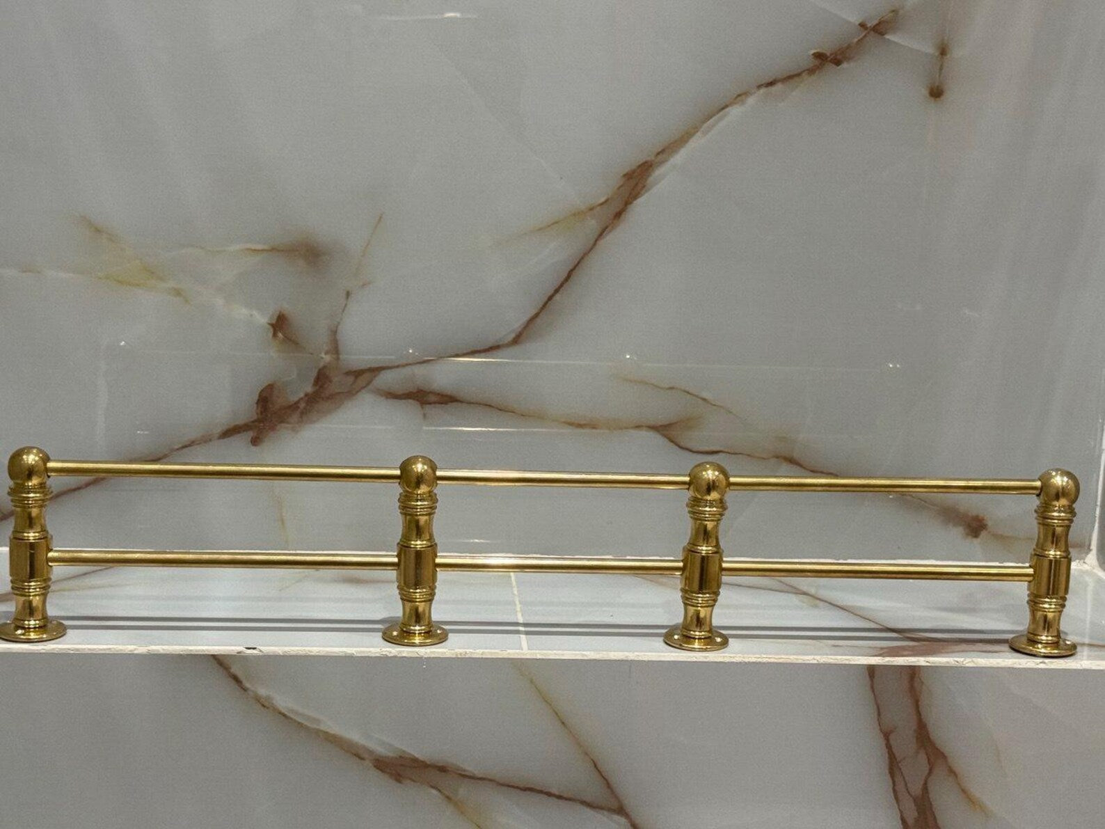 Unlacquered Solid Brass Gallery Rail – Custom Shelf Guard Bar for Cabinets, Pantries & Coffee Bars #VFK263