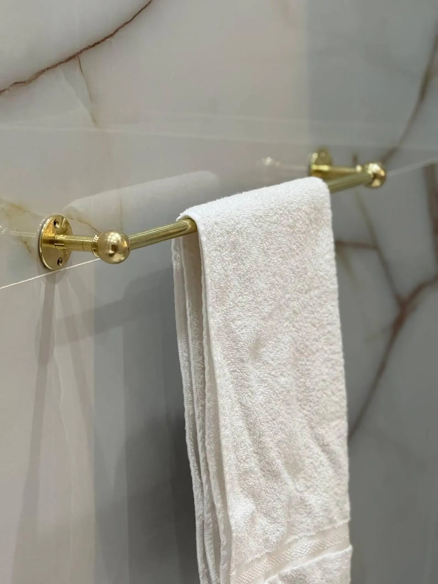 Unlacquered Solid Brass Towel Bar – Custom Patina-Ready Wall-Mount Bathroom Towel Holder #VFK266