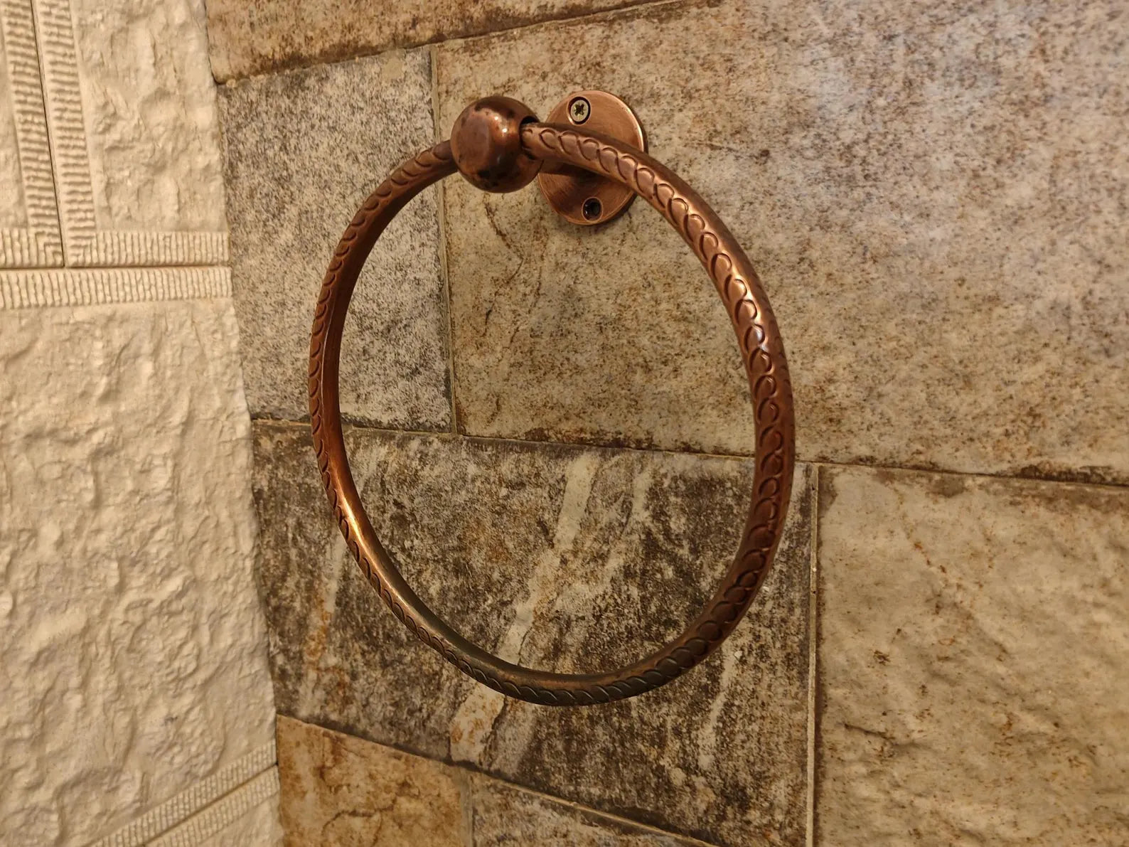 Copper-Finish Solid Brass Towel Ring – Wall-Mount Hand Towel Holder Ring #VFK271