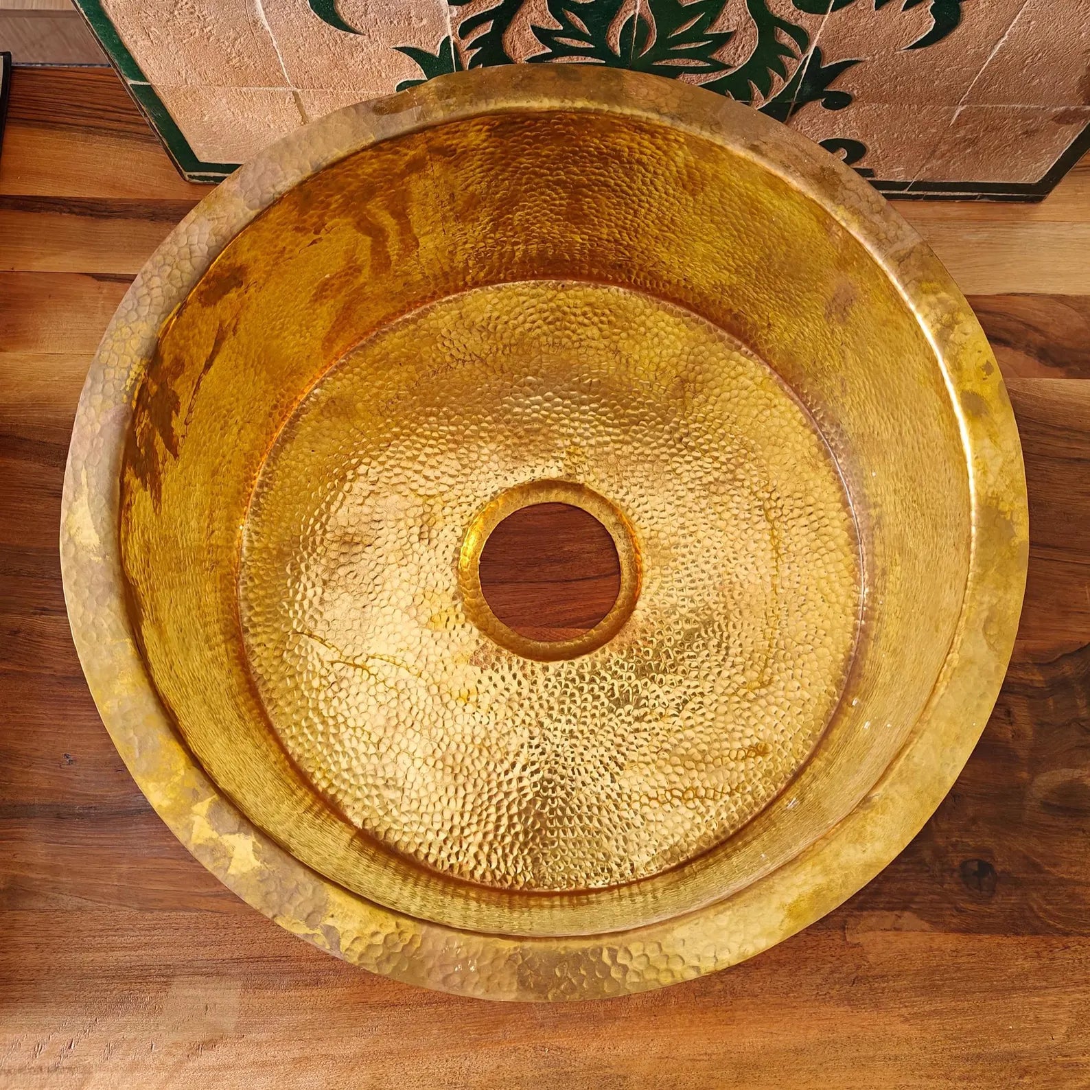Handmade Hammered Brass Sink – Unlacquered Round Vessel or Drop-In Basin | Moroccan Solid Brass Kitchen, Bar & Powder Room Sink#VFK272