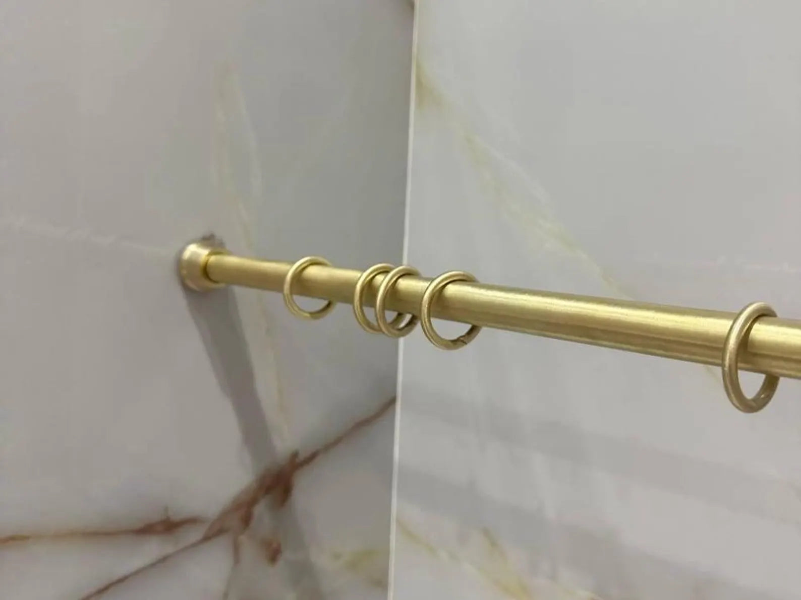 Unlacquered Solid Brass Curtain Rod – Custom Drapery Rod with Rings & Wall Brackets | Patina-Ready Heavy-Duty Window Hardware #VFK275