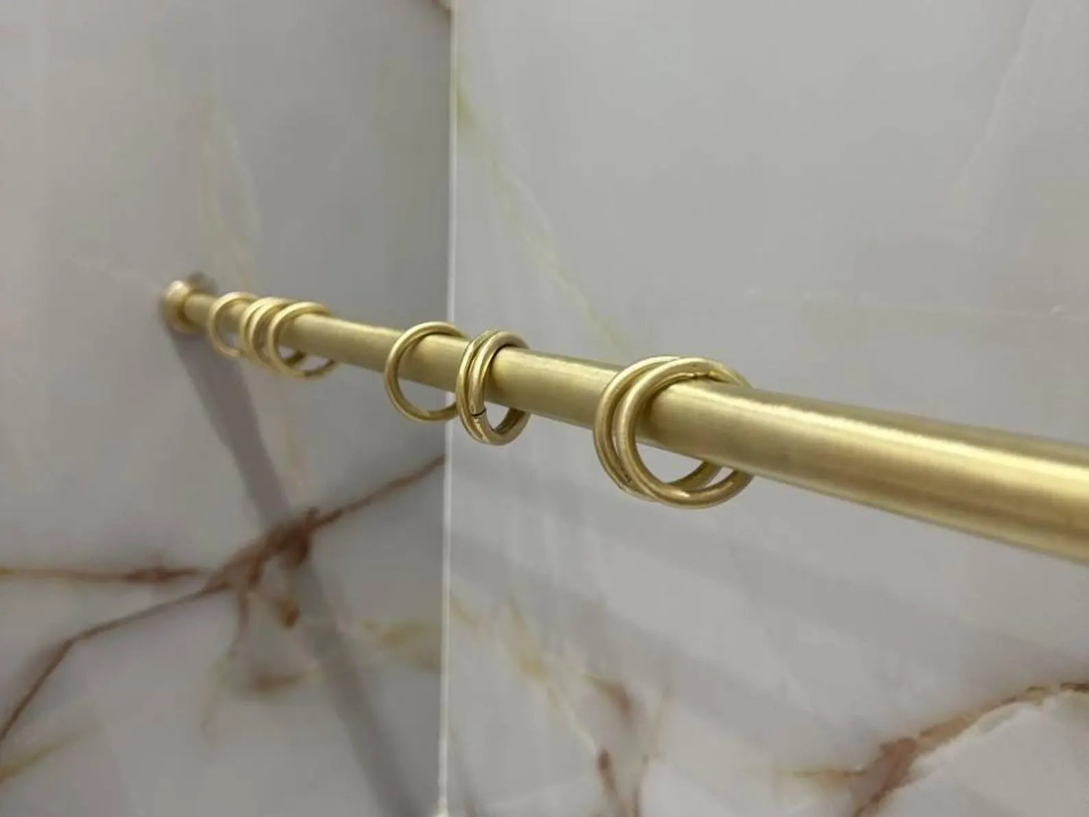 Unlacquered Solid Brass Curtain Rod – Custom Drapery Rod with Rings & Wall Brackets | Patina-Ready Heavy-Duty Window Hardware #VFK275