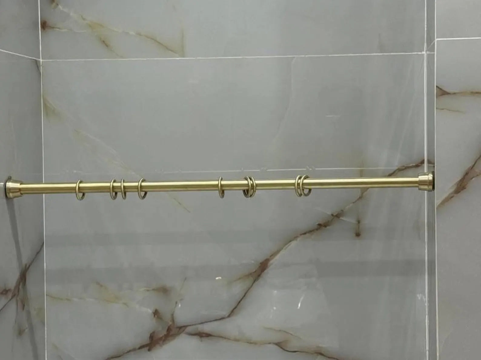 Unlacquered Solid Brass Curtain Rod – Custom Drapery Rod with Rings & Wall Brackets | Patina-Ready Heavy-Duty Window Hardware #VFK275