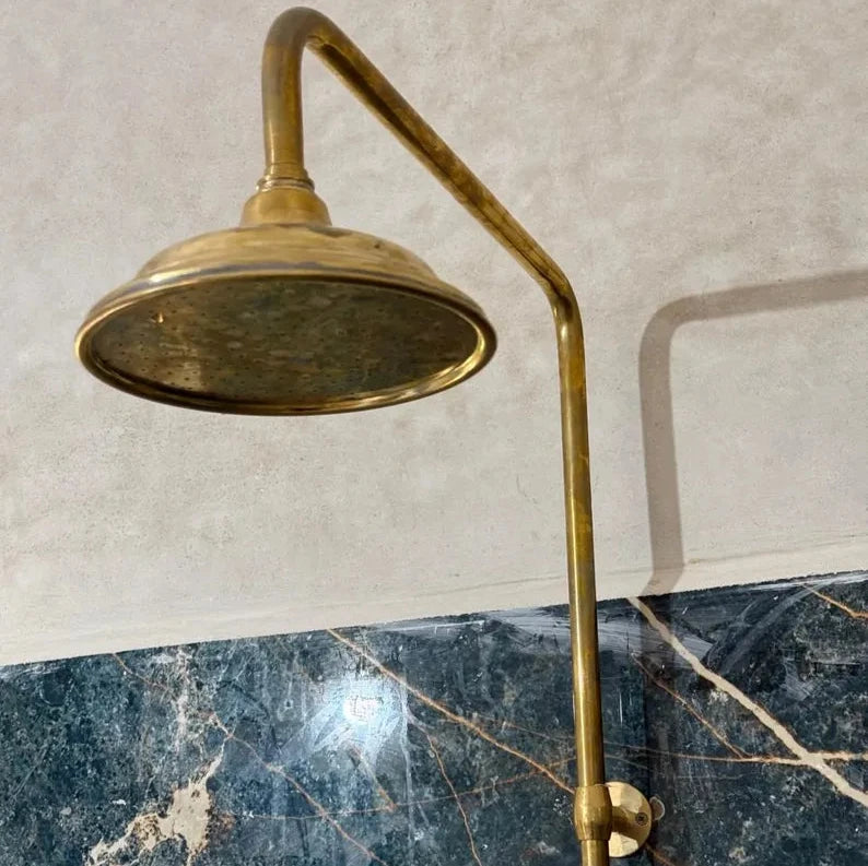 Aged Brass Rain Shower with Handheld #VFK051