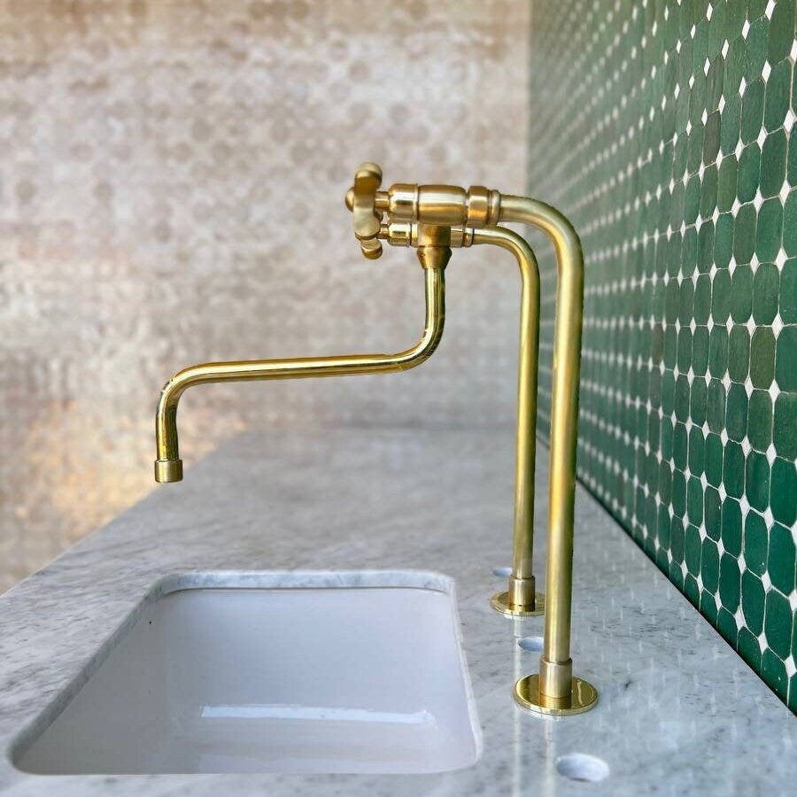 Unlacquered Brass Kitchen Faucet, Unlacquered Faucet - Sink Faucets
