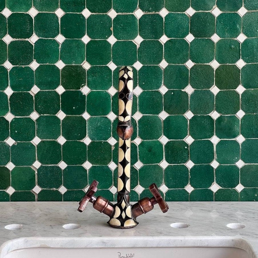 Robinet col de cygne avec monotrou et deux poignées - Robinet pour salle de bain