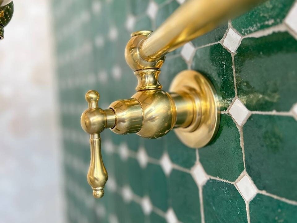 Unlacquered Brass Pot Filler Faucet, Solid Brass Wall Mount Kitchen Faucet Lever handle