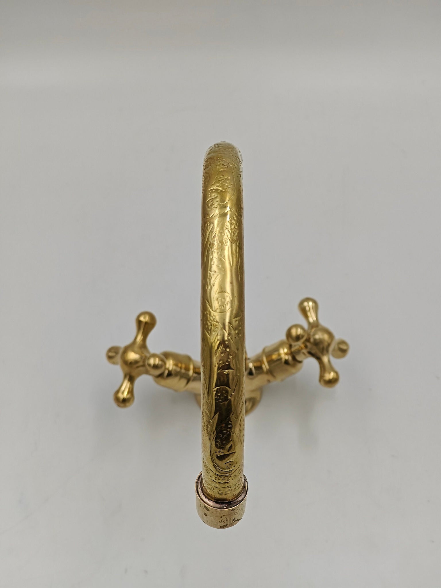 Vintage faucet, Antique brass faucet, Engraved Unlacquered Brass Vanity Sink Faucet