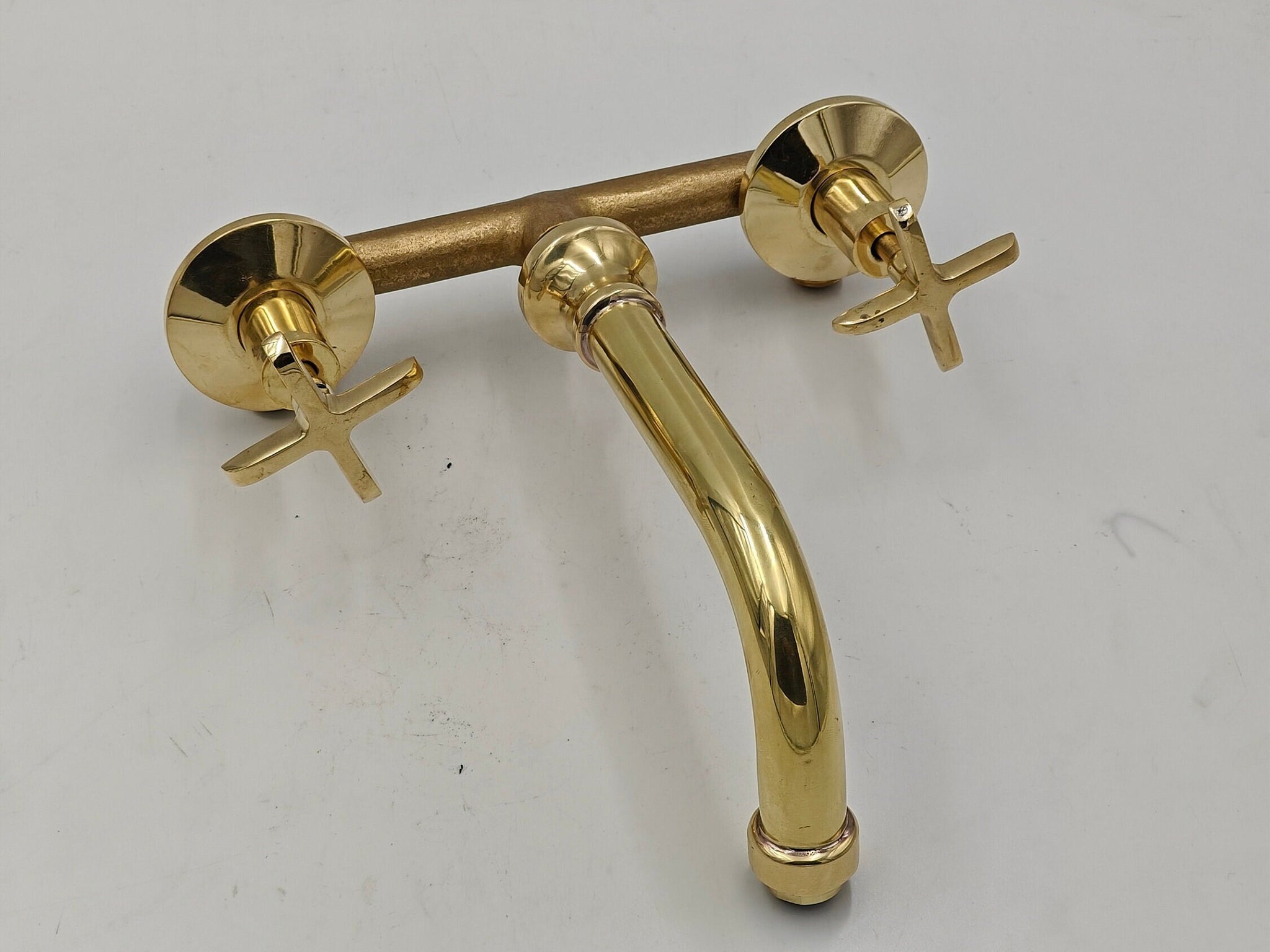 Bathroom Sink Faucet, Unlacquered Wall Mounted Faucet, Solid Brass Tub Filler