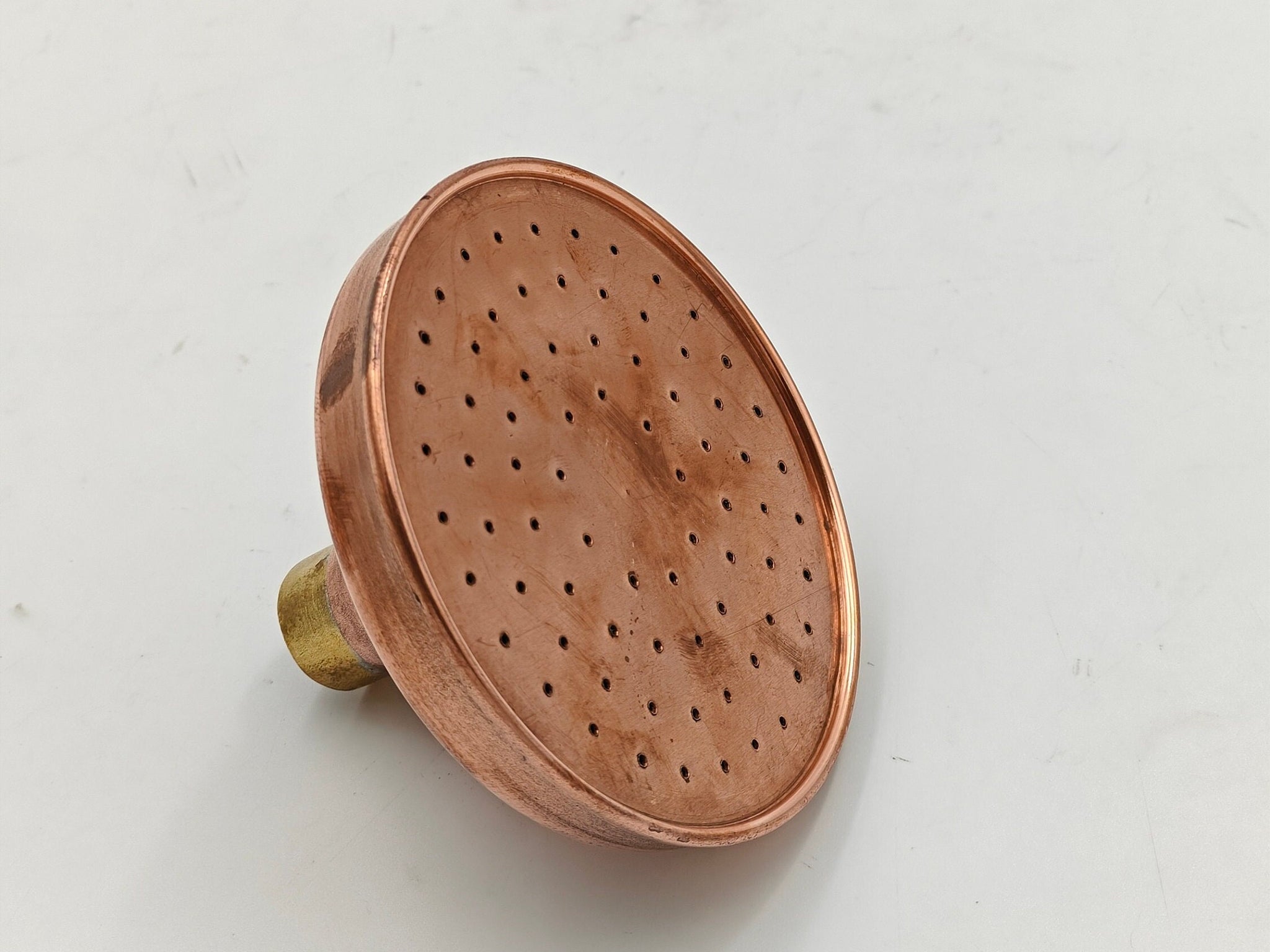 Unlacquered Solid Copper Rain Shower Head, Round Handcrafted Vintage Showerhead, Outdoor Copper Showerhead
