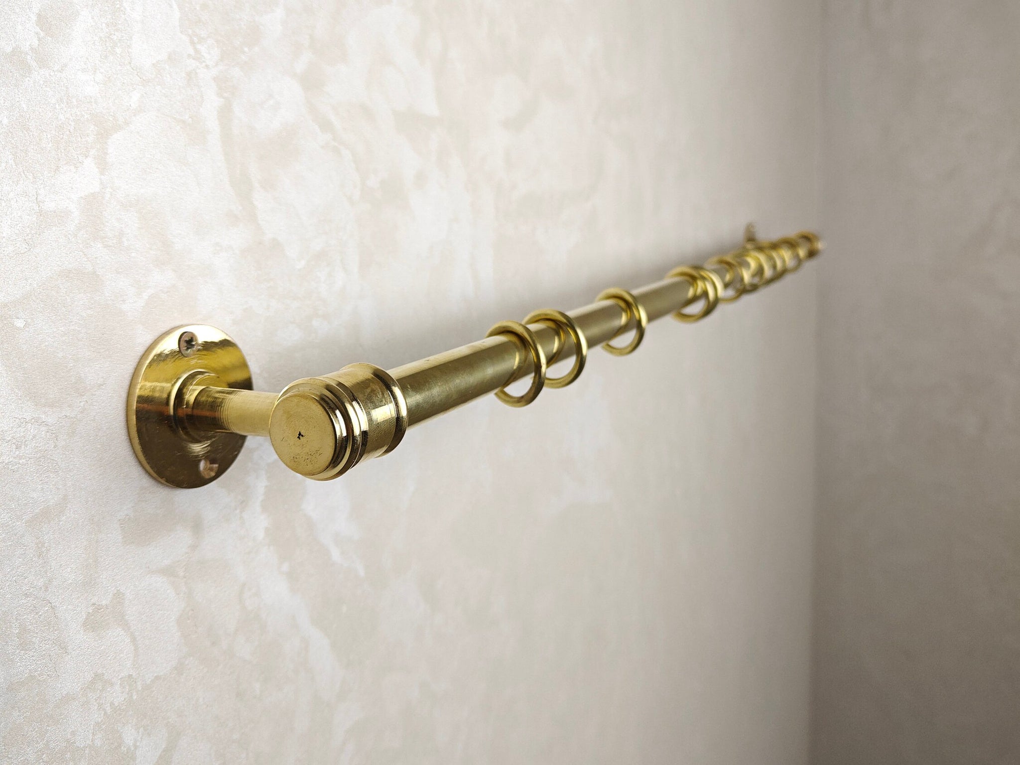 Unlacquered Brass Curtain Rod With Curtain Rings - Brass Curtain Rail - Curtain Hardware