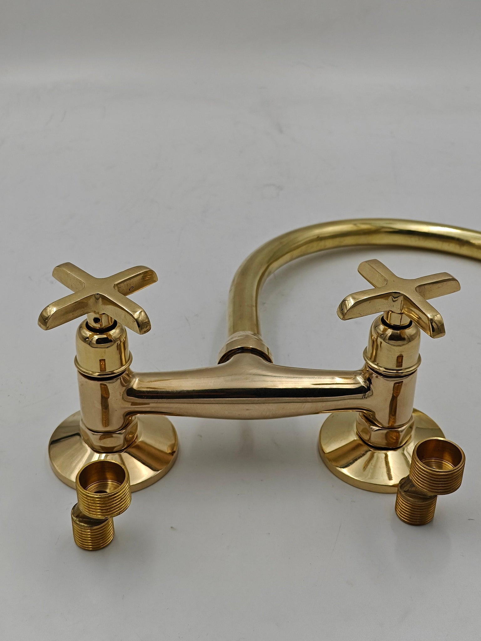Unlacquered Brass Wall Mount Bath Faucet, Bathroom Vanity Faucet, Antique Brass Faucet