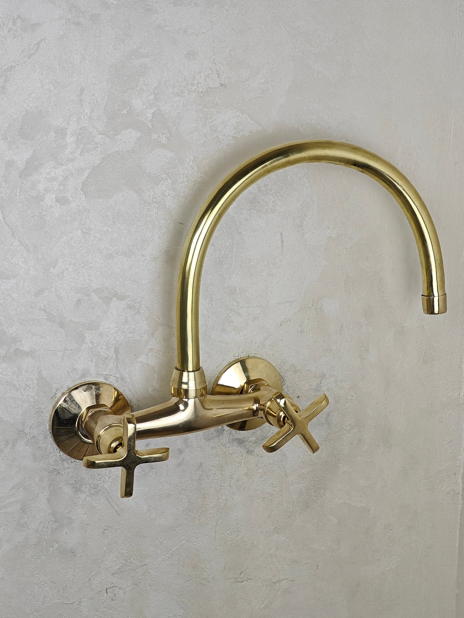 Unlacquered Brass Wall Mount Bath Faucet, Bathroom Vanity Faucet, Antique Brass Faucet