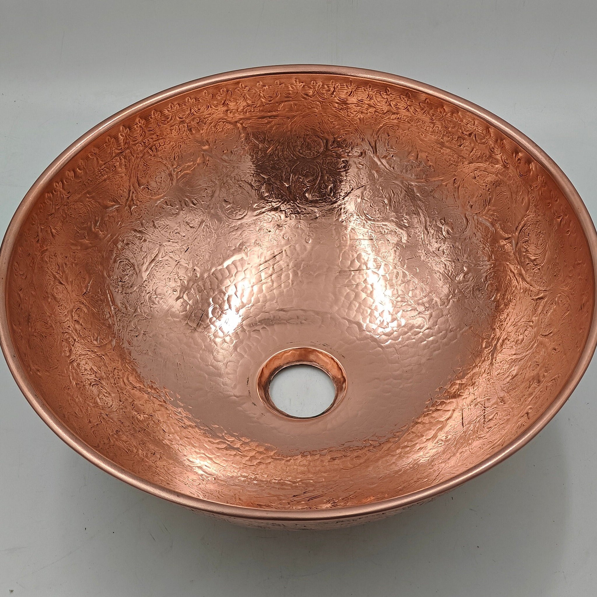 Solid Copper Vessel Sink Bathroom, Moroccan Handmade Sink, Antique Copper Sink