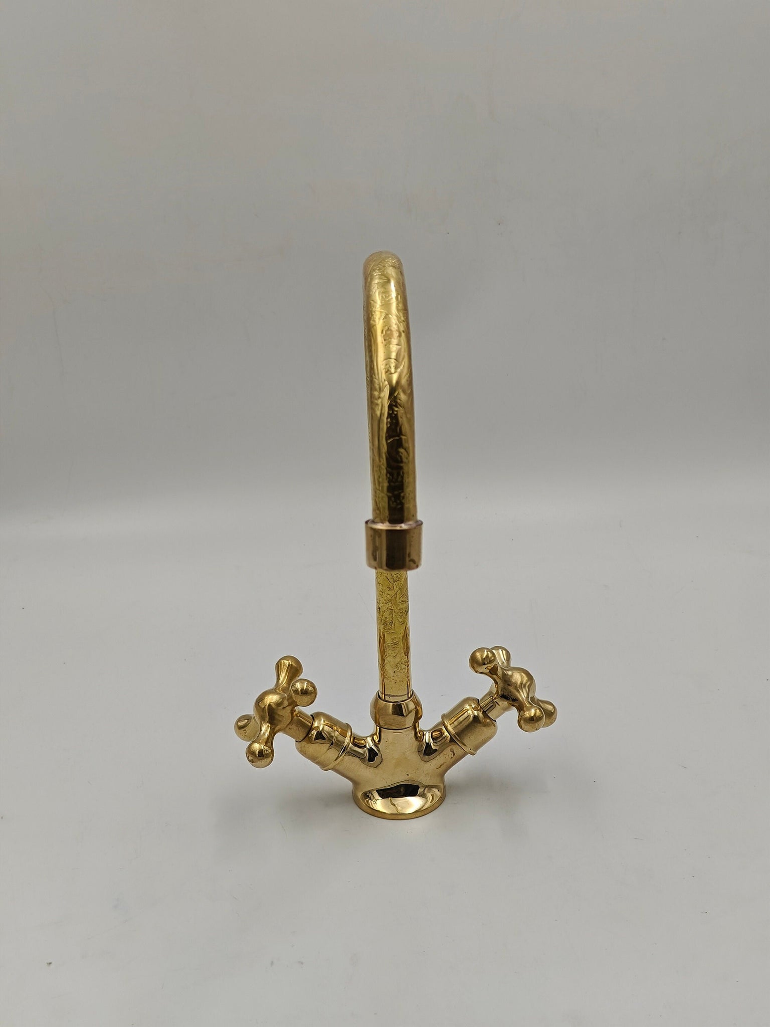 Vintage faucet, Antique brass faucet, Engraved Unlacquered Brass Vanity Sink Faucet