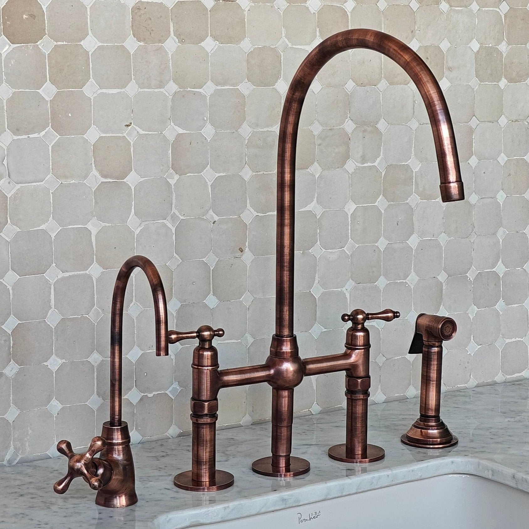Unlacquered Brass Bridge Kitchen Faucets | Custom Bridge Sink Faucet ...
