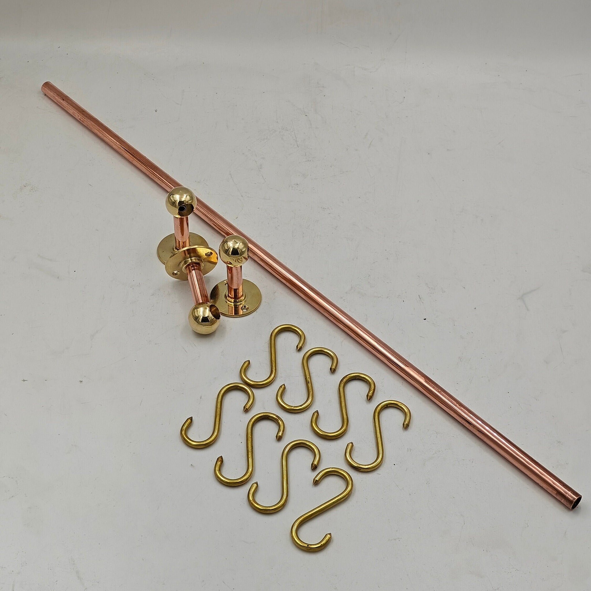 Unlacquered Brass S Hooks for Pot Rail, Antique Copper Pot Rack, Vintage Handmade Copper Kitchen Pot Rail - Kitchen Hardwares