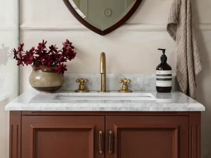 Widespread Bathroom Faucet Sink, Three Holes Faucet, Unlacquered Brass Vanity Faucet Patina Over Time