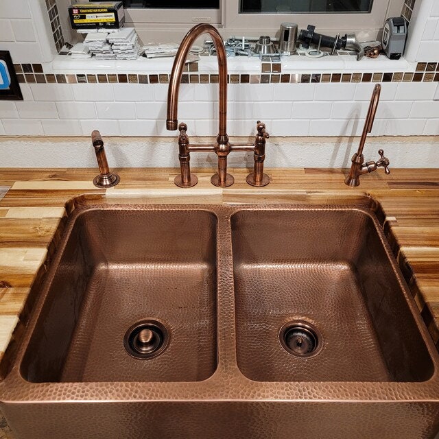 Dark Copper Kitchen Faucet | Copper Bridge Kitchen Faucet | Kitchen ...