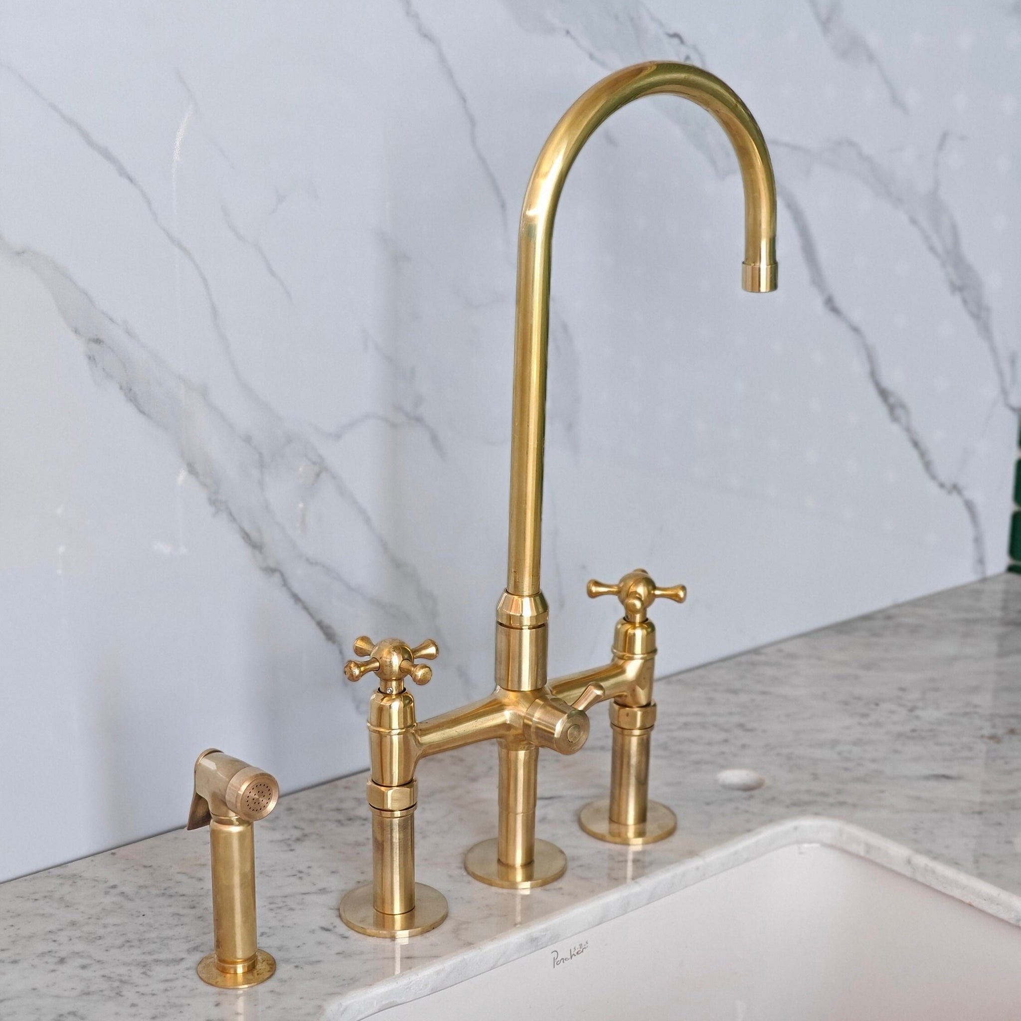 Unlacquered Solid Brass Kitchen Fauce...